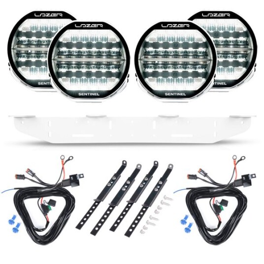 Ekstralys Lazer Sentinel 9 Highline Beacon White Rund / 23 cm / 130W 4 stk Komplett pakke