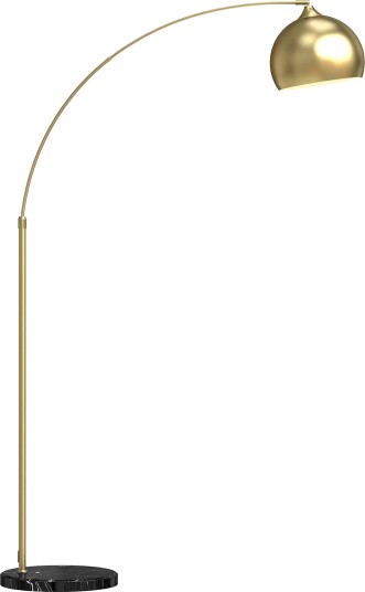 Justerbar bueformet gulvlampe – marmorfot gull/svart 170–180 cm
