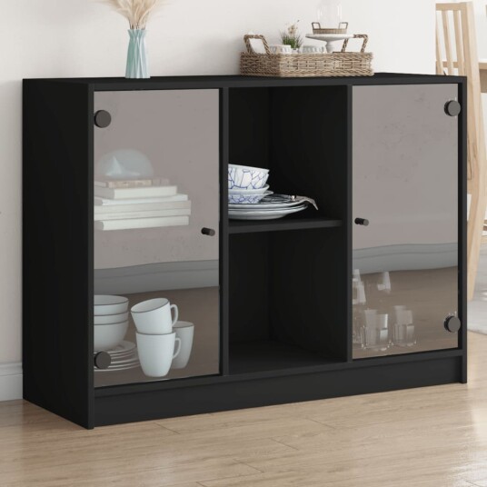 Skjenk svart 102x37x75,5 cm konstruert tre
