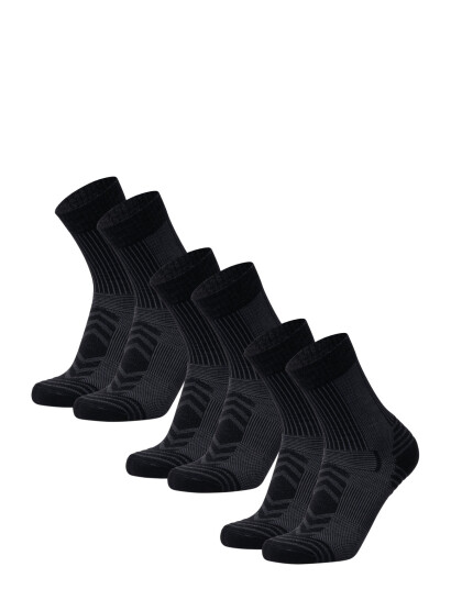 Danish Endurance Hiking Light Socks 3-Pack - Black - 35-38