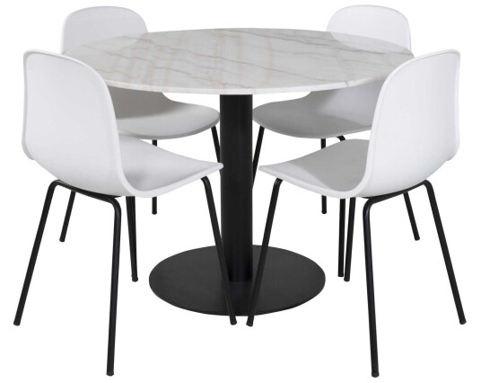 Venture Design Estelle & Arctic spisegruppe Hvit/hvit 4 st stoler & bord 106 cm