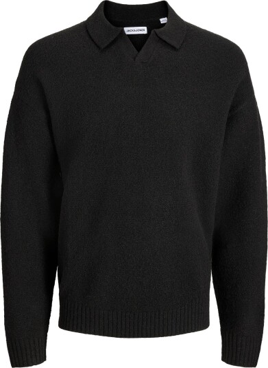 Jack & Jones Jorsoho Ollie Knit Split Neck Sn Black L Jack & Jones Jorsoho Ollie Knit Split Neck Sn Black L