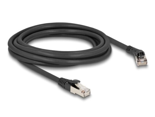 Delock Rj45 Nettverkskabel Cat.8.1 S/Ftp-Plugg 45° Vinklet Til Høyre Til Rett Plugg Opp Til 40 Gbps 3 M Svart