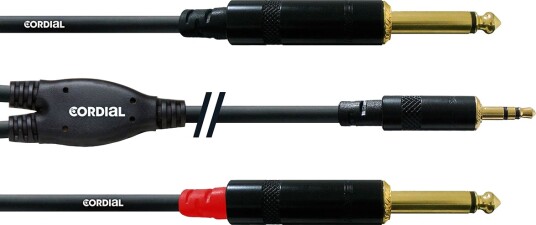 Cordial 3,5 Mm Stereo Han - 2 X 6,3 Mm Mono Han Lydkabel 3 M Cordial 3,5 Mm Stereo Han - 2 X 6,3 Mm Mono Han Lydkabel 3 M