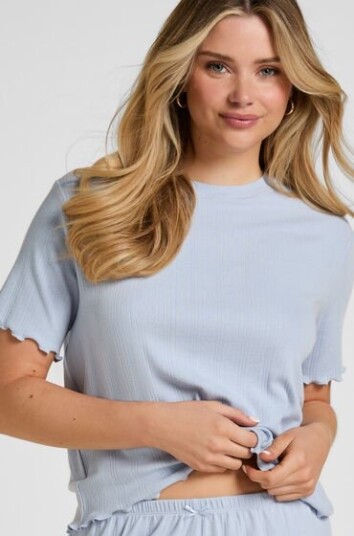 Hunkemöller Pyjamas Topp Pointelle Blå