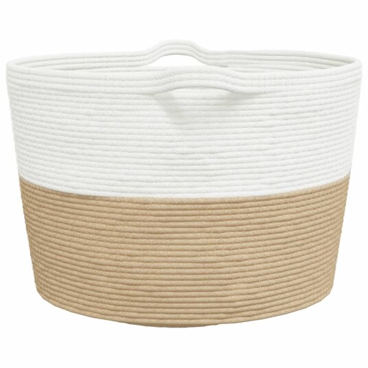  Skittentøyskurv beige og hvit Ø60x36 cm bomull 8721012086913