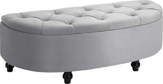 Grå Velvet Touch Oppbevaringsbenk for soverom Grå Velvet Touch Oppbevaringsbenk for soverom