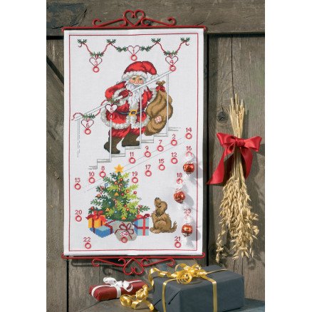 Permin Broderisett Aida Julekalender Julenisse 35x57cm