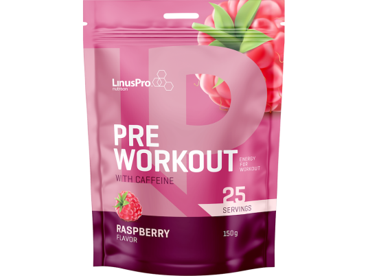 LinusPro Pre Workout med koffein bringebær 150g