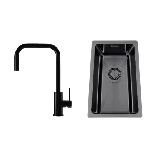 Kjøkkenvask Nordic Tech Titan 230 X med Kjøkkenbatteri Steel Accent Square D Kjøkkenvask Nordic Tech Titan 230 X med Kjøkkenbatteri Steel Accent Square D