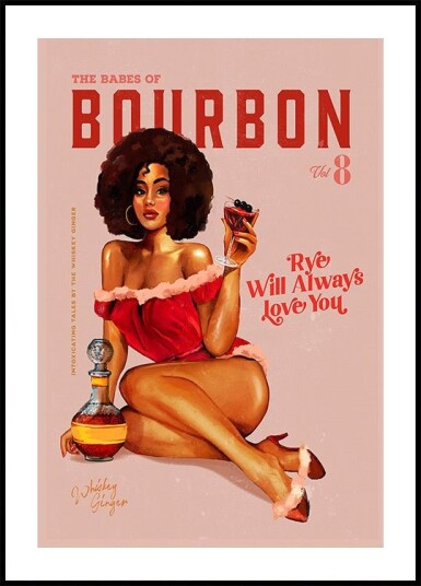 Babes of Bourbon Vol 8 Vintage Pinup Girl With Afro Plakat Plakat / 50x70cm