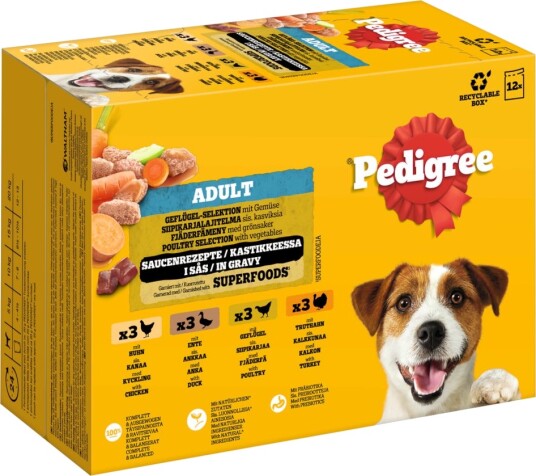 Pedigree Våtfôr Adult Porsjonsposer Multipakke Sparepakke Utvalg Av Fjærkre I Saus 4 Varianter 96 X 100 G Pedigree Våtfôr Adult Porsjonsposer Multipakke Sparepakke Utvalg Av Fjærkre I Saus 4 Varianter 96 X 100 G