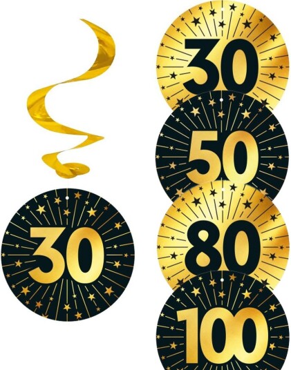 Globos Nordic Jubileumsfeiring Hengende Swirls i Svart og Gull