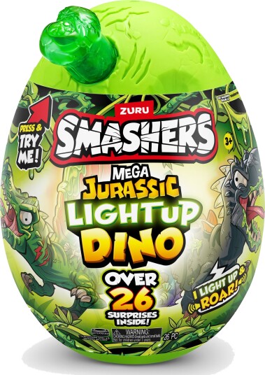 Smashers Mega Jurassic Dino Overraskelsesegg med Lys 25 Overraskelser