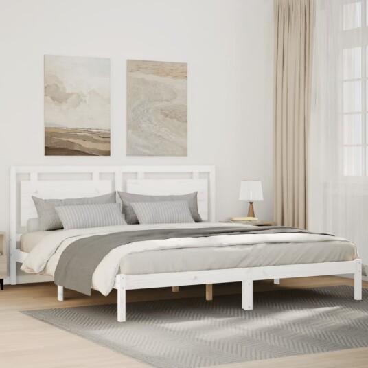 Ekstra lang sengeramme uten madrass hvit 200x210 cm heltre