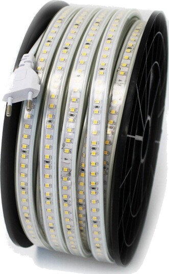 Ledlife 50m Ridebane 230V stripe IP65 120 LED/m 4,8W/m 480 lm/m Kulør : Varm