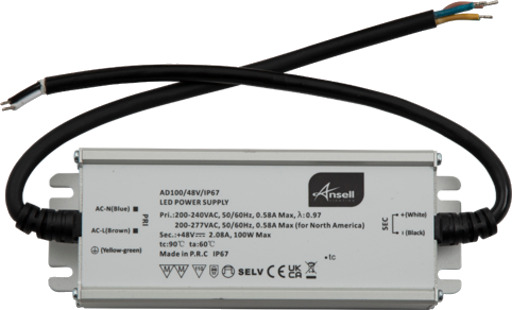 Ansell Lighting utendørs LED driver 48V 100W