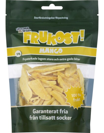 Frukost! Mango   Pose med Frysetørkede Mangobiter 50 gram
