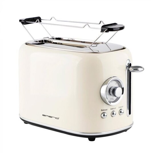 Emerio Retro Brødrister 800W for 2 Skiver Beige