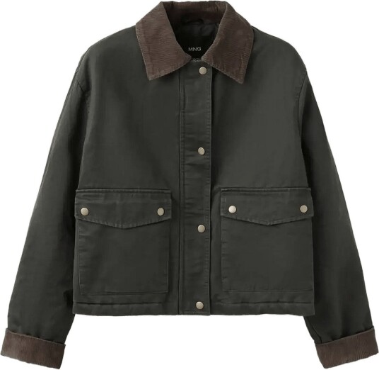 Mango Teen Cotton Parka With Corduroy Collar - MEDIUM GREEN - XL
