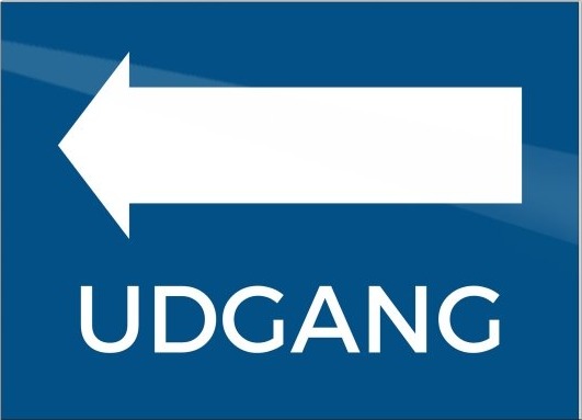 Skilt "Udgang" Pil Venstre 18X13 Cm Aluminium Blå Skilt "Udgang" Pil Venstre 18X13 Cm Aluminium Blå