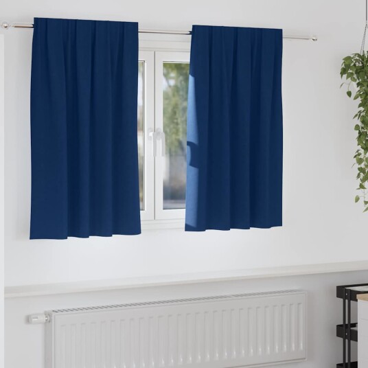  Gardiner med gardiner 2 pcs Mørkblå Polyester