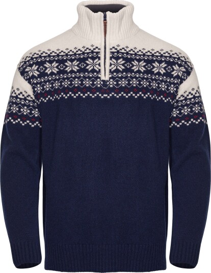Gridarmor Men's Snøkrystall Half Zip Ullgenser Dark Navy/White/Red L Gridarmor Men's Snøkrystall Half Zip Ullgenser Dark Navy/White/Red L