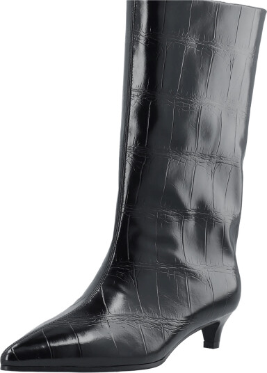Bianco Biaamelia Wide Mid Pull On Boot Faux Leather   Black   39