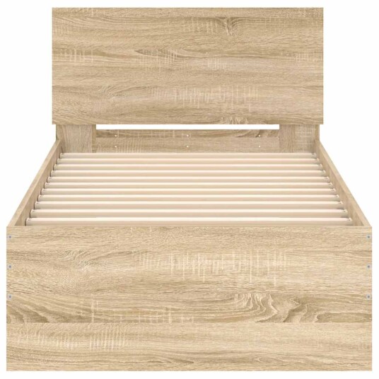 vidaXL Sengeramme med hodegavl sonoma eik 90x190 cm konstruert tre 8721012240049