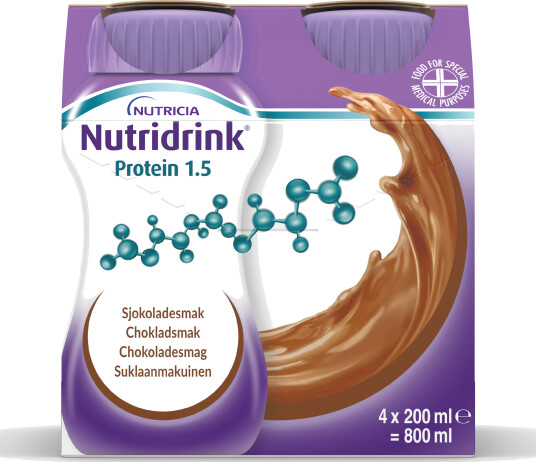 Nutridrink Protein 1.5 næringsdrikk sjokolade 4x200 ml