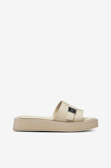 Calvin Klein Sandaler Flatform Slide W/CK HW Beige