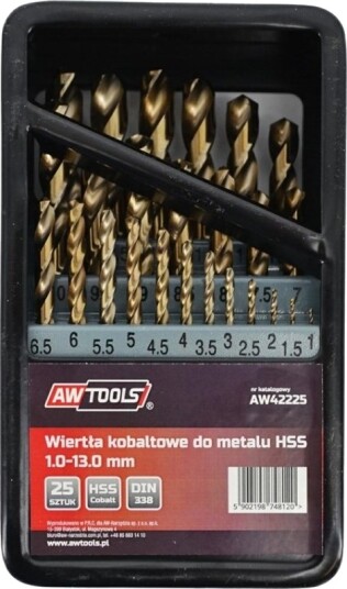 Awtools Drillbit Metall Cobalt Sett 25 Stk