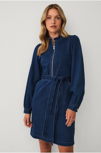 Ellos Collection Denimkjole med glidelås Blå