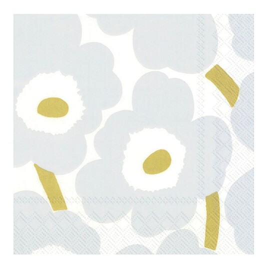 Marimekko - Serviett unikko 33x33 cm hvit/sølv