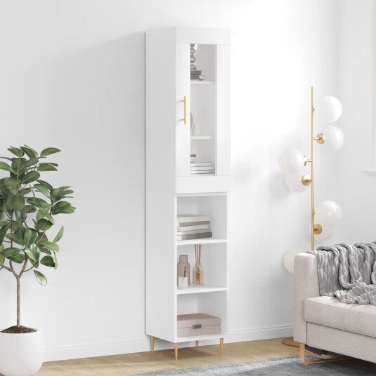 vidaXL Highboard hvit 34,5x34x180 cm konstruert tre 8720845487751