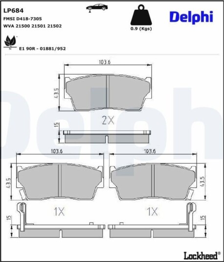 DELPHI LP684 Bremseklosser