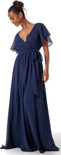 Goddiva Flutter Chiffon Maxi Dress
