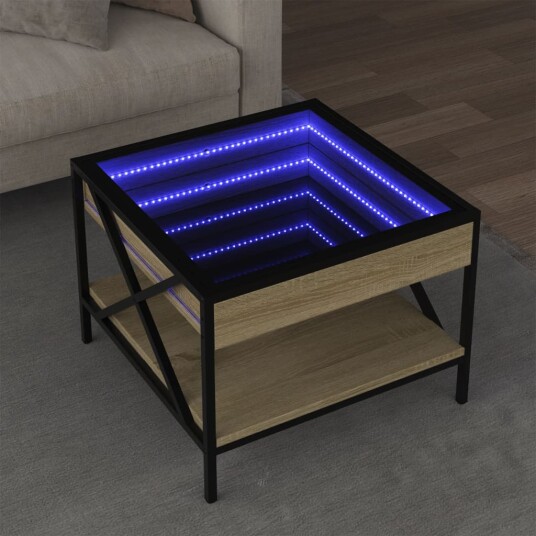  Salongbord med Infinity LED sonoma eik 50x50x38 cm 847698