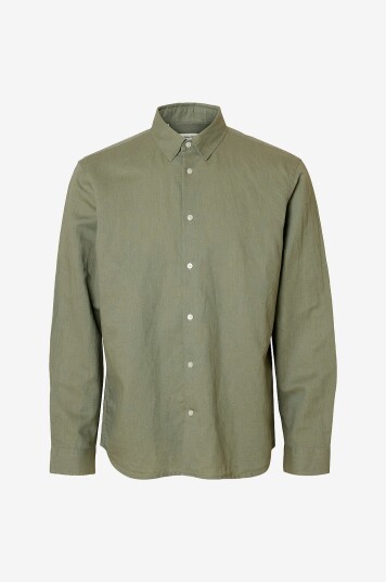 Selected Men Linskjorte slhRegclay Linenblend LS Cla Grå Selected Men Linskjorte slhRegclay Linenblend LS Cla Grå