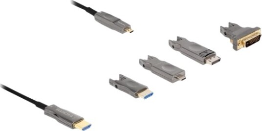 Delock High Speed Hdmi Kabel 19 Pin Micro Hdmi Type D Hann Til Hdmi Hann 20 M Hybridkobber / Fiberoptikk Svart 8K 60Hz Støtte 5 In 1