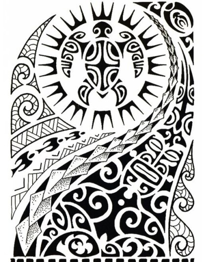 Maori Turtle Fake Tattoo