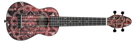 Ortega Guitars Ortega K2ss-Rkc Keiki Soprano Ukulele Sett, Super Scale, Rød Kaleidoscope