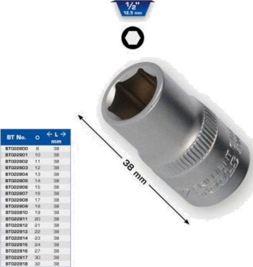 Ks Tools Werkzeug-Maschinen Gmbh 1/2" Sekskantsokkel, 30 Mm (Bt022817)
