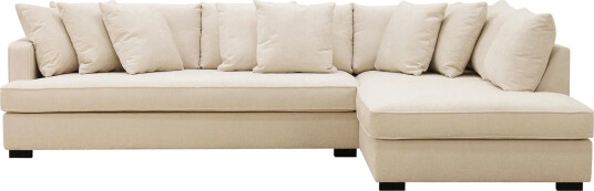 Rossita 4 seters Høyrevendt L formet Dyp Sjeselongsofa med Hel Pute i Chenille Beige