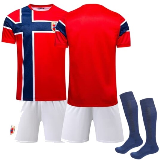 Norge Hjemmedrakt 2026 Barn – Sett med skjorte shorts og sokker Norge Hjemmedrakt 2026 Barn – Sett med skjorte shorts og sokker