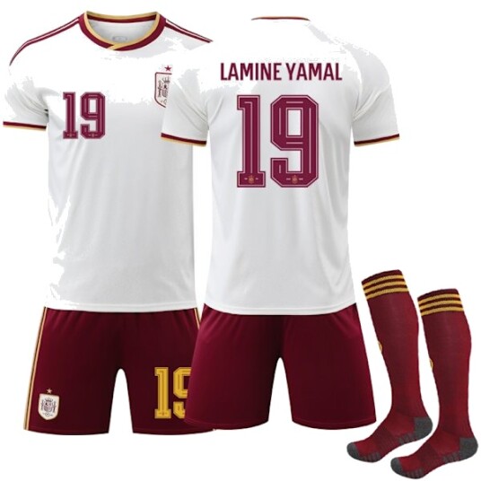 2026 World Cup Spania Bortestill Barn Voksen Fotballtrøye Nr.19 Yamal
