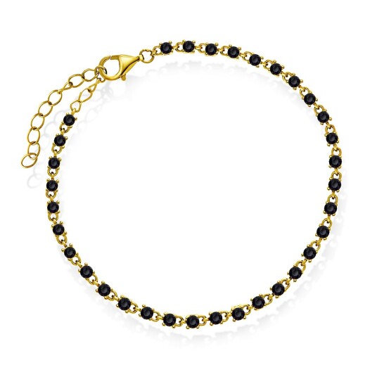 Pan Jewelry Zela armbånd i 925 forgylt sølv med sort zirkonia