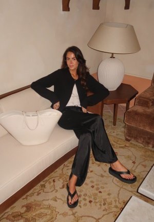 BUBBLEROOM Viscose Satin Trousers Black XS