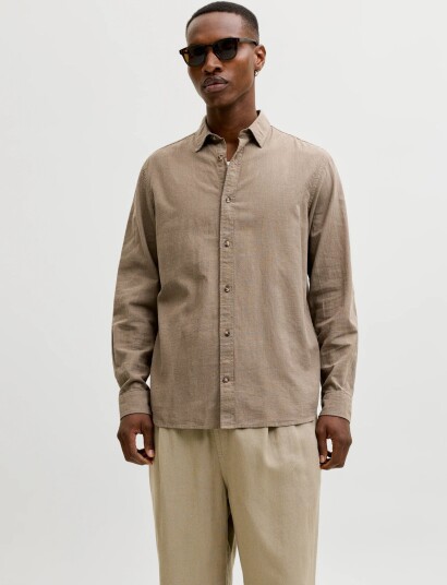 Jack & Jones Jjesummer Linen Blend Shirt L/S Sn Brown S