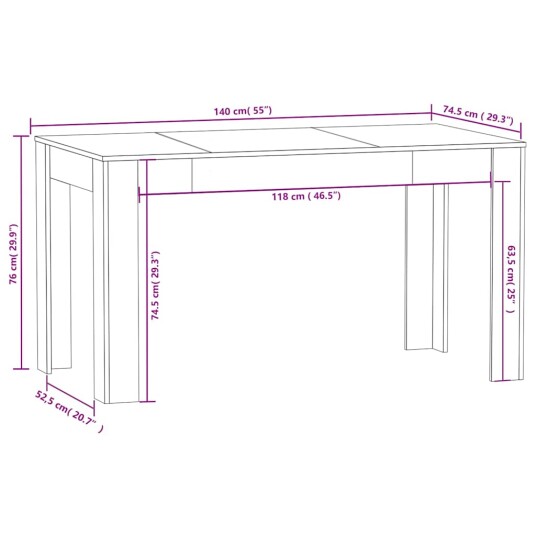 vidaXL Spisebord sonoma eik 140x74,5x76 cm sponplate vidaXL Spisebord sonoma eik 140x74,5x76 cm sponplate